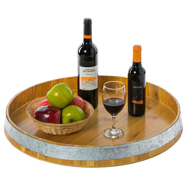 Vintiquewise Large Barrel Head Decorative Storage Serving Tray QI003765.L